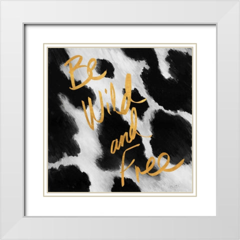 Cow Pattern Words I White Modern Wood Framed Art Print with Double Matting by Loreth, Lanie