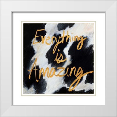 Cow Pattern Words II White Modern Wood Framed Art Print with Double Matting by Loreth, Lanie