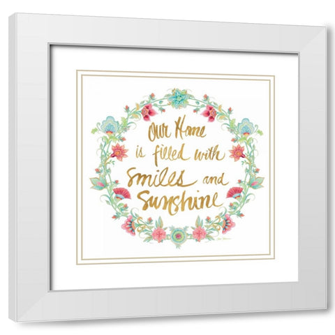 Smiles and Sunshine Gold White Modern Wood Framed Art Print with Double Matting by Gaynor, Janice