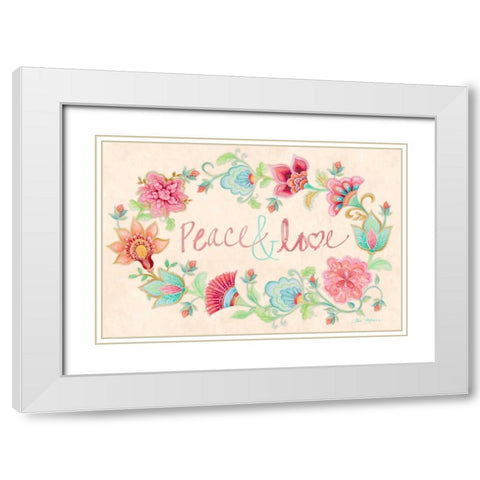 Peace and Love Wreath White Modern Wood Framed Art Print with Double Matting by Gaynor, Janice