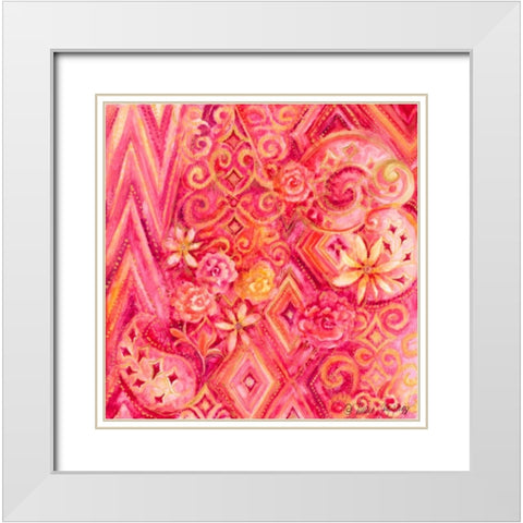 Pink Abstract White Modern Wood Framed Art Print with Double Matting by Gaynor, Janice