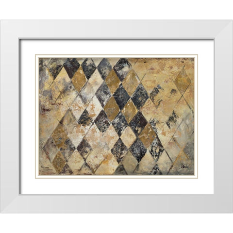 Harlequin White Modern Wood Framed Art Print with Double Matting by Pinto, Patricia