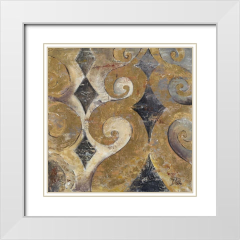 The Golden Ornaments White Modern Wood Framed Art Print with Double Matting by Pinto, Patricia