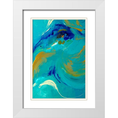 The Sea Sings in Teal White Modern Wood Framed Art Print with Double Matting by Loreth, Lanie