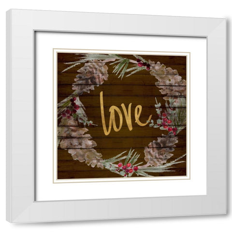 Love and Peace Wreath II White Modern Wood Framed Art Print with Double Matting by Loreth, Lanie