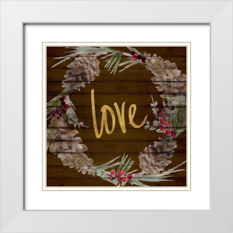 Love and Peace Wreath II White Modern Wood Framed Art Print with Double Matting by Loreth, Lanie
