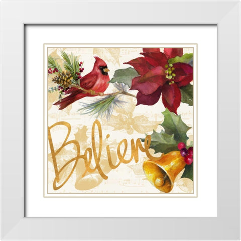 Christmas Poinsettia IV White Modern Wood Framed Art Print with Double Matting by Loreth, Lanie