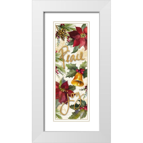 Christmas Poinsettia Panel II White Modern Wood Framed Art Print with Double Matting by Loreth, Lanie