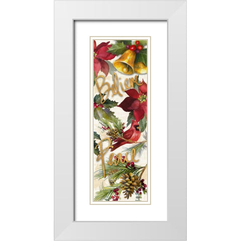 Christmas Poinsettia Panel III White Modern Wood Framed Art Print with Double Matting by Loreth, Lanie