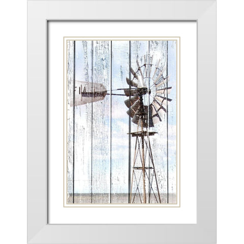 White Washed Windmill White Modern Wood Framed Art Print with Double Matting by Coppel, Anna
