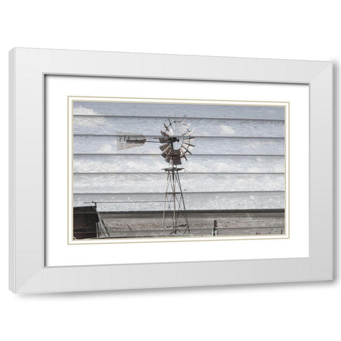 Rusted Windmill on Wood White Modern Wood Framed Art Print with Double Matting by Coppel, Anna