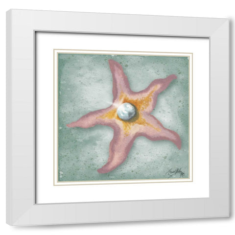 Mermaid Treasure II White Modern Wood Framed Art Print with Double Matting by Medley, Elizabeth