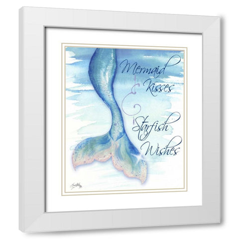 Mermaid Tail I (kisses and wishes) White Modern Wood Framed Art Print with Double Matting by Medley, Elizabeth