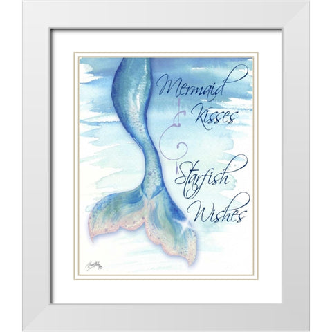 Mermaid Tail I (kisses and wishes) White Modern Wood Framed Art Print with Double Matting by Medley, Elizabeth