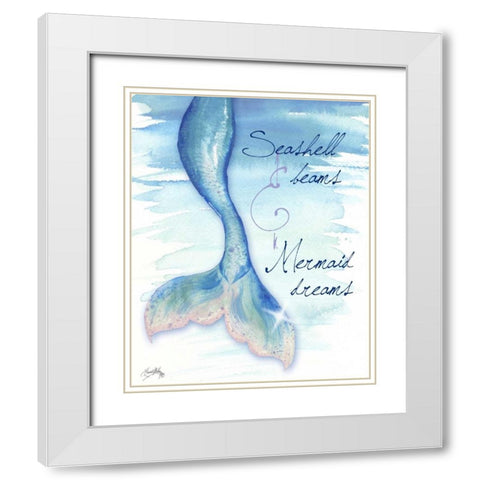 Mermaid Tail I White Modern Wood Framed Art Print with Double Matting by Medley, Elizabeth