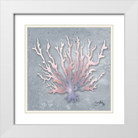 Mermaid Treasure IV White Modern Wood Framed Art Print with Double Matting by Medley, Elizabeth