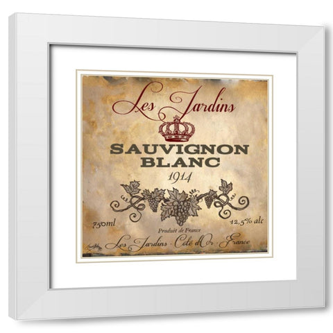 Wine Label VI White Modern Wood Framed Art Print with Double Matting by Medley, Elizabeth