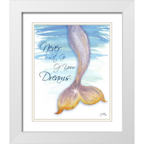 Mermaid Tail II (never let go of dreams) White Modern Wood Framed Art Print with Double Matting by Medley, Elizabeth