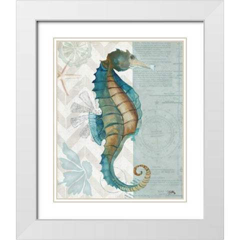 Nautical World II White Modern Wood Framed Art Print with Double Matting by Medley, Elizabeth