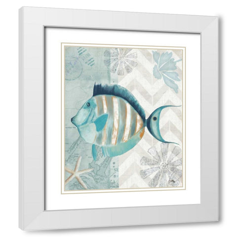 Nautical World VI White Modern Wood Framed Art Print with Double Matting by Medley, Elizabeth