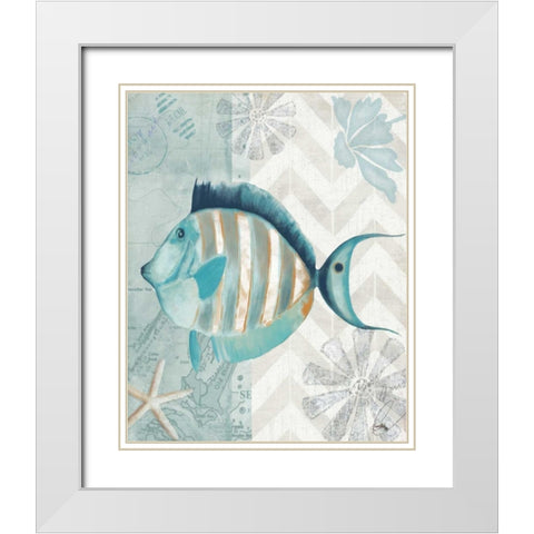 Nautical World VI White Modern Wood Framed Art Print with Double Matting by Medley, Elizabeth