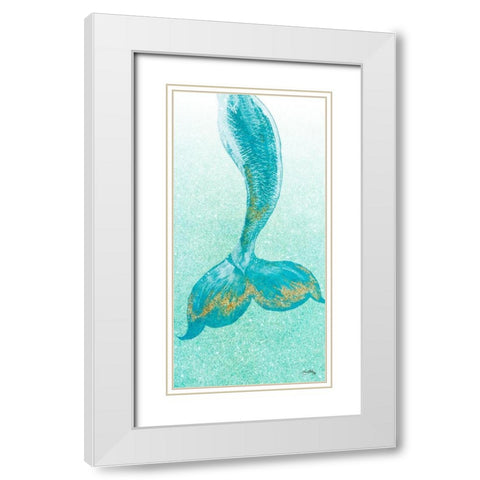 Sparkle Mermaid Tail White Modern Wood Framed Art Print with Double Matting by Medley, Elizabeth