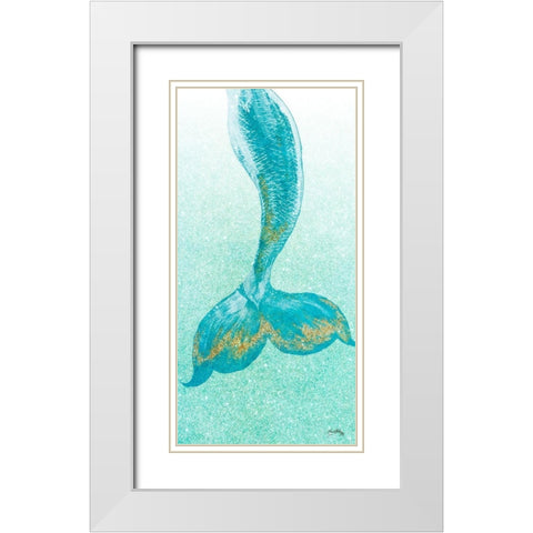 Sparkle Mermaid Tail White Modern Wood Framed Art Print with Double Matting by Medley, Elizabeth