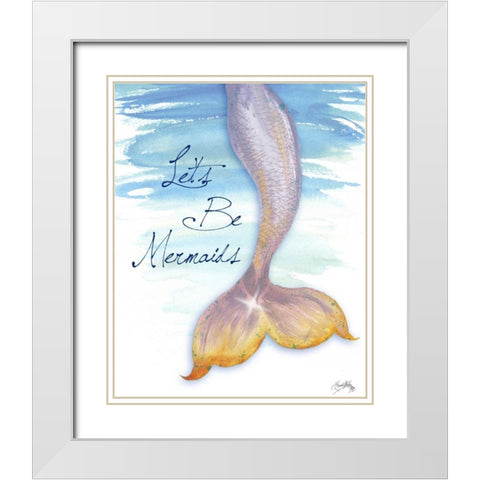 Mermaid Tail II White Modern Wood Framed Art Print with Double Matting by Medley, Elizabeth