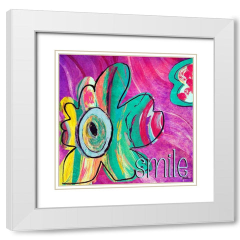 Bright Collage Flowers I White Modern Wood Framed Art Print with Double Matting by Pinto, Patricia