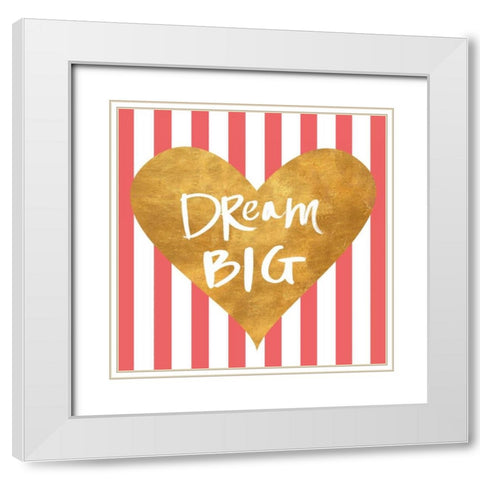 Heart on Stripes I White Modern Wood Framed Art Print with Double Matting by SD Graphics Studio