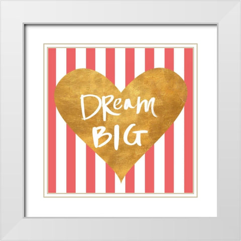 Heart on Stripes I White Modern Wood Framed Art Print with Double Matting by SD Graphics Studio