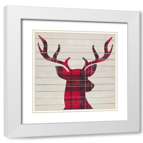 Plaid Christmas I White Modern Wood Framed Art Print with Double Matting by Studio, Sd Graphics