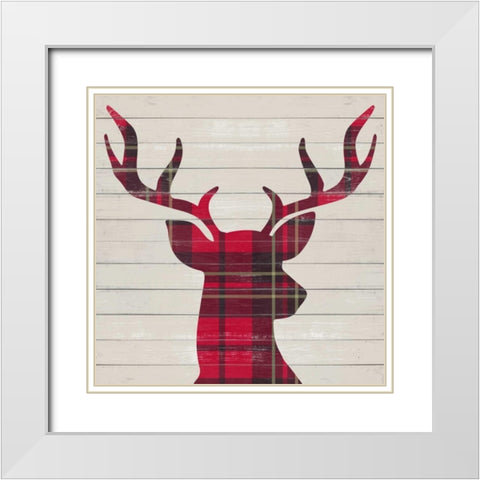 Plaid Christmas I White Modern Wood Framed Art Print with Double Matting by Studio, Sd Graphics