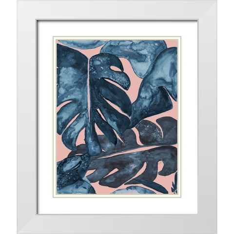 Palm Party I White Modern Wood Framed Art Print with Double Matting by James, Nola