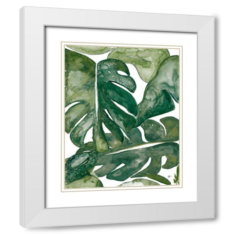 Green Plant Party I White Modern Wood Framed Art Print with Double Matting by Papa, Kat