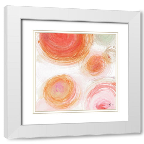Orange Contempo Light Circles White Modern Wood Framed Art Print with Double Matting by Papa, Kat