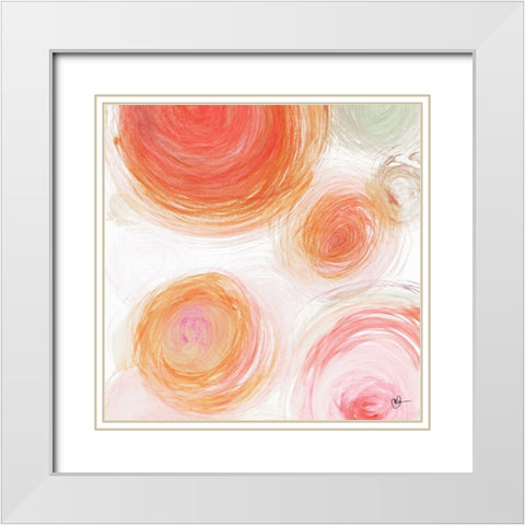 Orange Contempo Light Circles White Modern Wood Framed Art Print with Double Matting by Papa, Kat