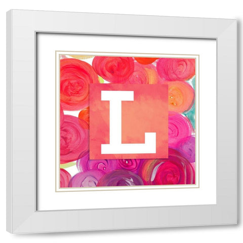 Dot Garden Monogram (L) White Modern Wood Framed Art Print with Double Matting by James, Nola