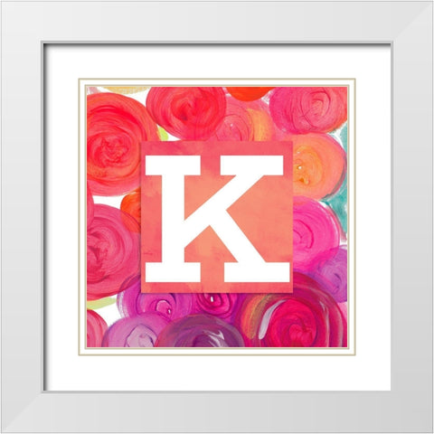 Dot Garden Monogram (K) White Modern Wood Framed Art Print with Double Matting by James, Nola