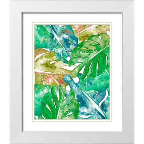 Bed of Leaves I White Modern Wood Framed Art Print with Double Matting by James, Nola