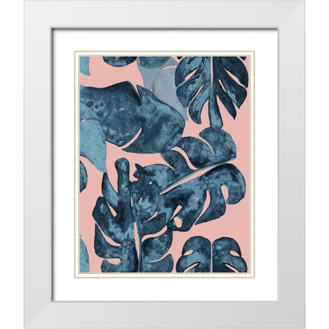 Palm Party II White Modern Wood Framed Art Print with Double Matting by James, Nola