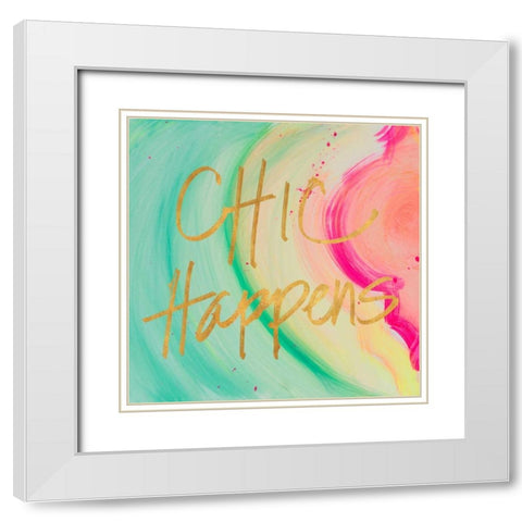 Chic Glitter I White Modern Wood Framed Art Print with Double Matting by James, Nola