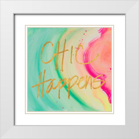 Chic Glitter I White Modern Wood Framed Art Print with Double Matting by James, Nola