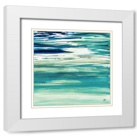 Blue Color Study II White Modern Wood Framed Art Print with Double Matting by Papa, Kat
