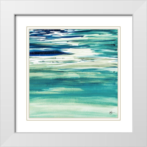 Blue Color Study II White Modern Wood Framed Art Print with Double Matting by Papa, Kat