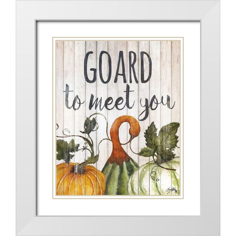 Hello Autumn Gourds II White Modern Wood Framed Art Print with Double Matting by Medley, Elizabeth