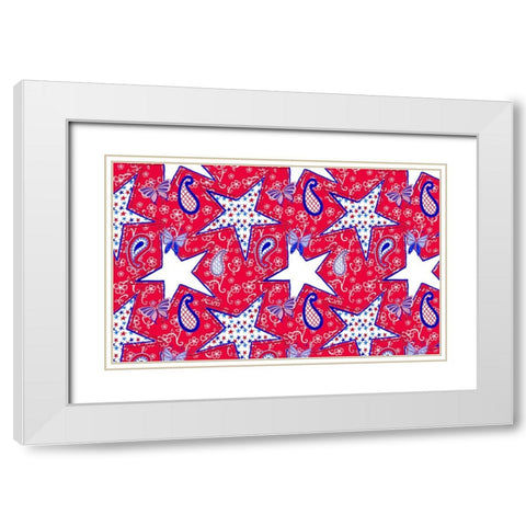 Patriotic Paisley II White Modern Wood Framed Art Print with Double Matting by Metz, Andi