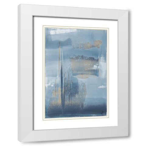 Water Blue Vertical White Modern Wood Framed Art Print with Double Matting by Pinto, Patricia