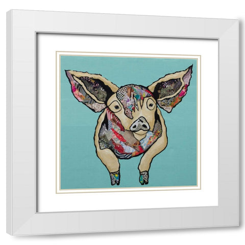 Farm Collage on Teal I White Modern Wood Framed Art Print with Double Matting by Ritter, Gina