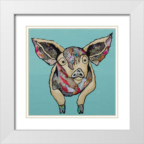 Farm Collage on Teal I White Modern Wood Framed Art Print with Double Matting by Ritter, Gina